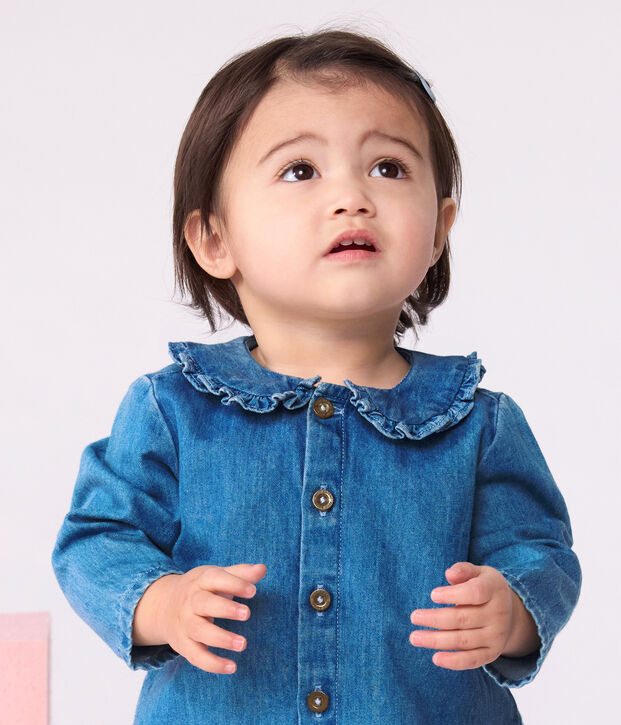 Babies' lightweight denim blouse blue