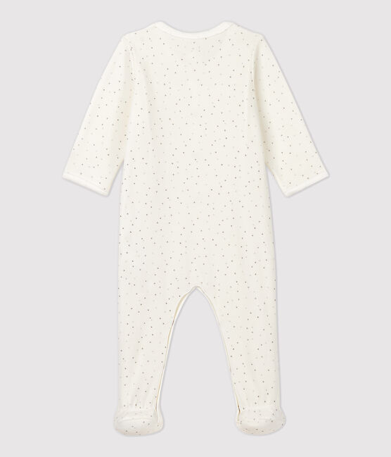 Babies' White Starry Organic Cotton Velour Sleepsuit MARSHMALLOW white/MULTICO white
