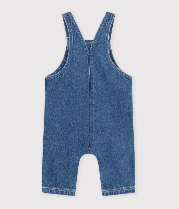 Babies' long-leg denim dungarees blue