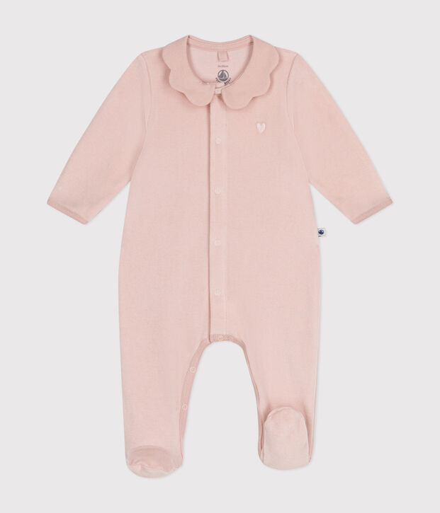Babies' velour pyjama suit pink