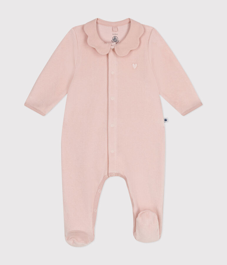 Babies' velour pyjama suit pink