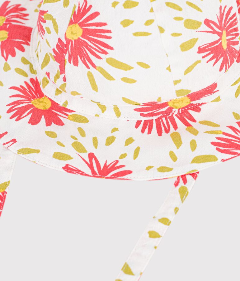 Baby girls' floral print cr&ecirc;pe floppy hat white/multicolor