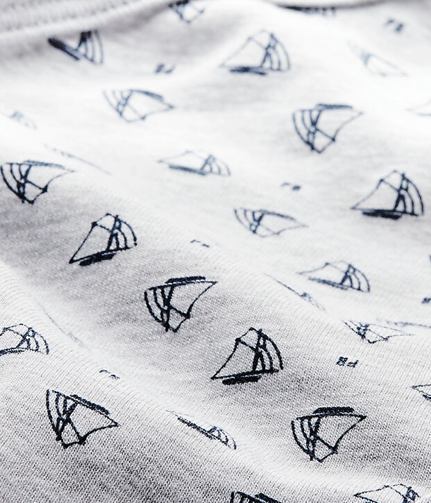 Newborn baby boys' short-sleeved printed bodysuit grey/blue