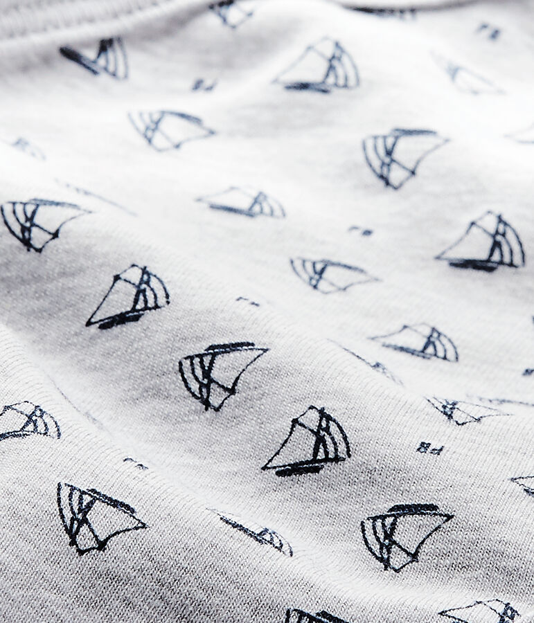 Newborn baby boys' short-sleeved printed bodysuit grey/blue