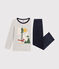 Children's plain velour pyjamas SMOKING blue/MULTICO white