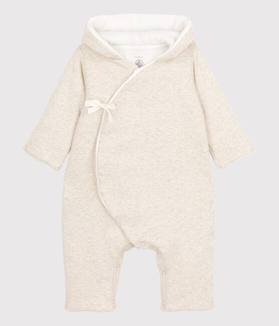 Babies' Marled Grey Organic Cotton Hooded Jumpsuit MONTELIMAR CHINE beige