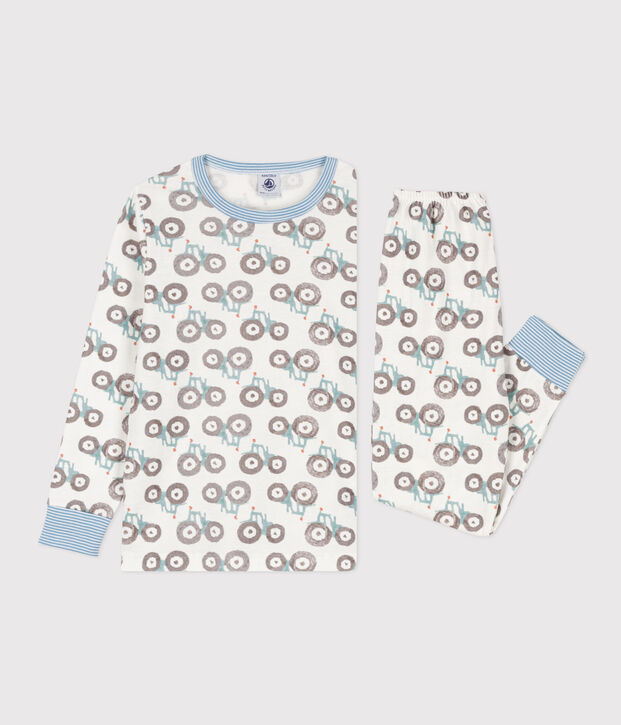 Children's Unisex Tractor Cotton Pyjamas white/multicolor