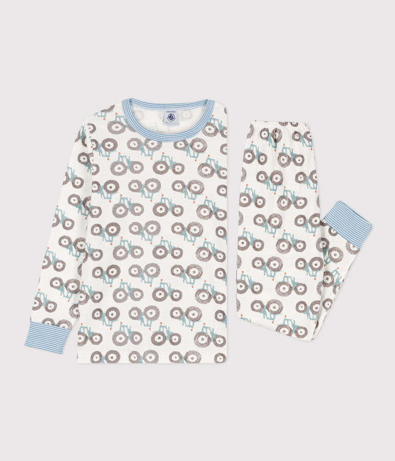 Children's Unisex Tractor Cotton Pyjamas white/multicolor