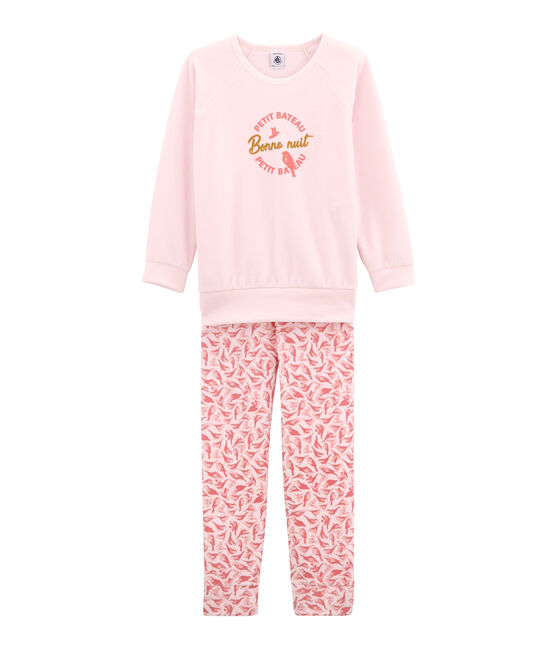 Little girl's pyjamas VIENNE pink/MULTICO white