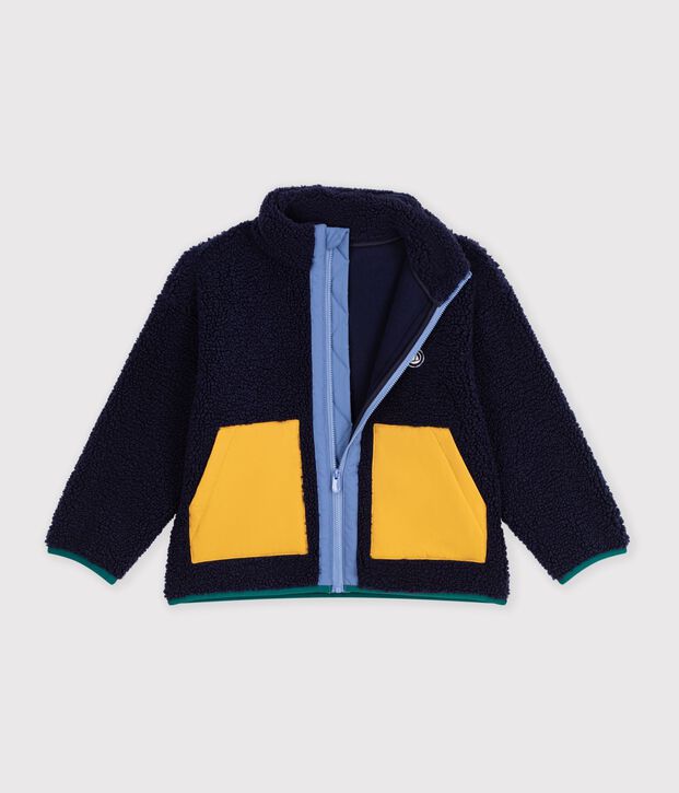 Children's jacket in plain colourblock sherpa SMOKING