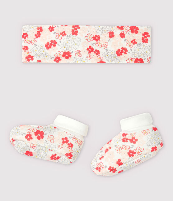 Baby Girls' Floral Organic Cotton Tube Knit Headband and Bootees Set variante 1