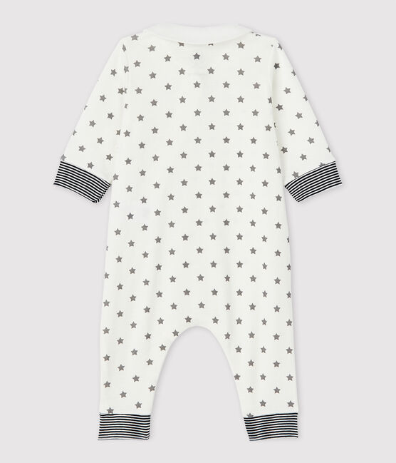 Babies' Starry Footless Organic Cotton Sleepsuit MARSHMALLOW white/GRIS grey