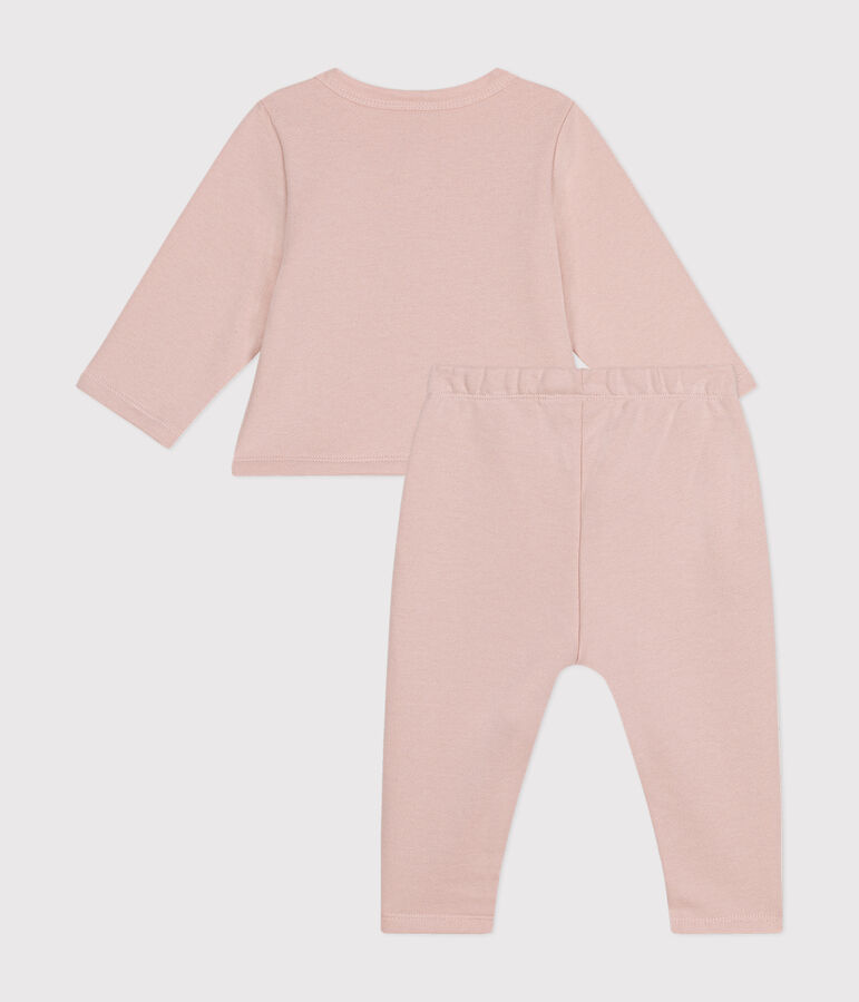 Babies' Fleece Cardigan and Trousers Outfit pink