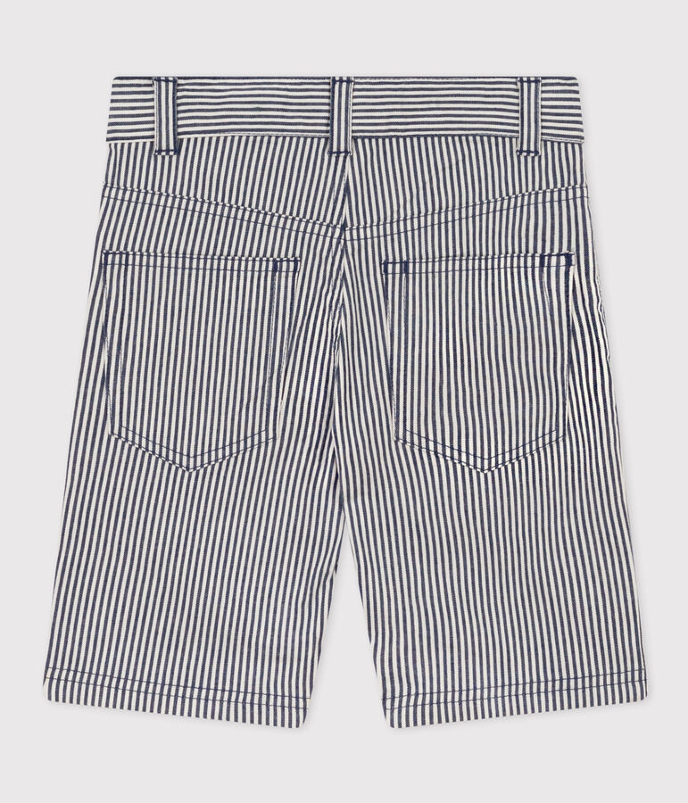 Boys' Stripy Cotton Bermuda Shorts blue/white