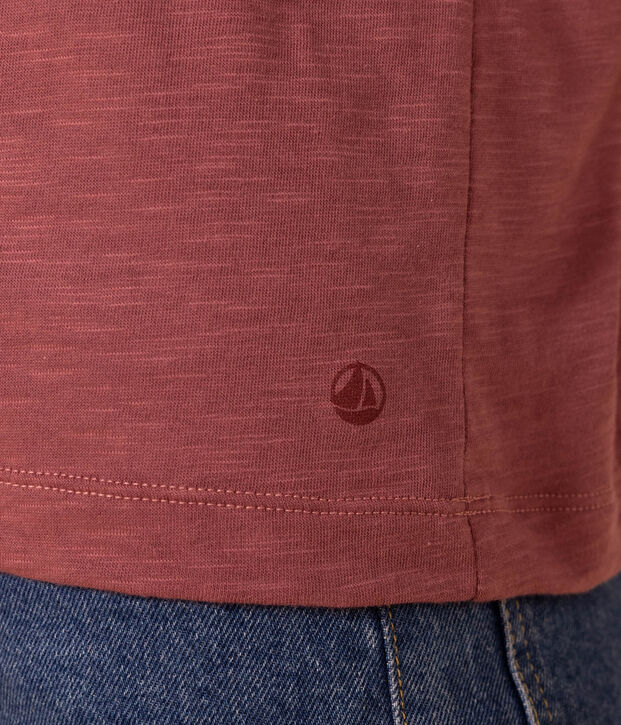 Women's Straight Roll-Neck Cotton T-Shirt brown