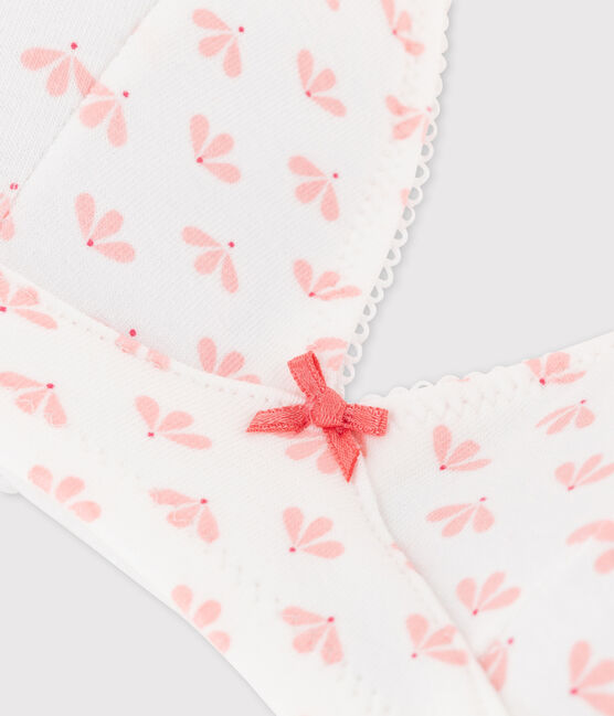 Girl’s print padded bandeau bra ECUME white/VENUS pink/MULTICO