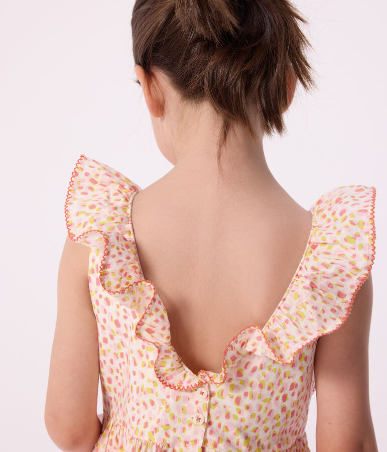 Children's sleeveless printed cotton halter-neck dress white/multicolor