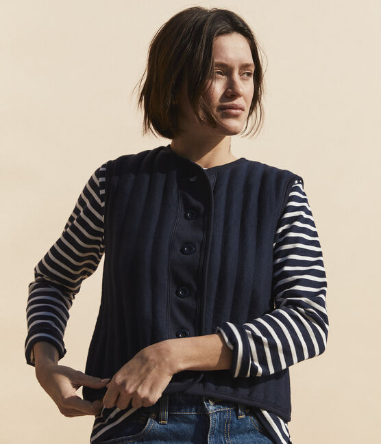 Women's Snuggly Sleeveless Cardigan SMOKING blue