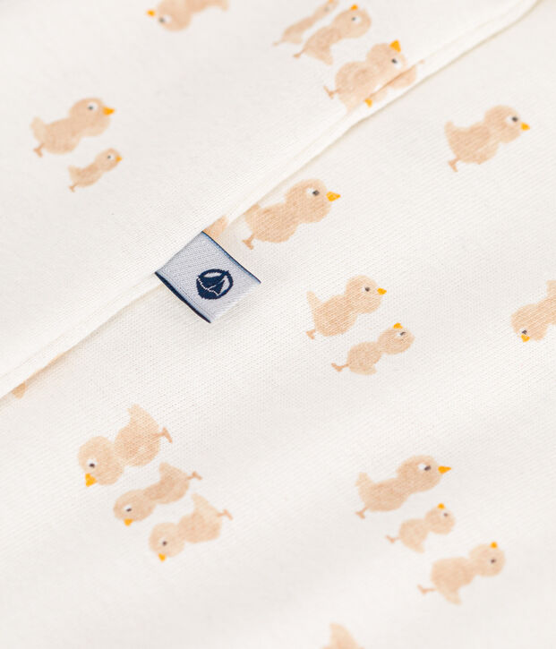 Babies' cotton one-piece/sleep sack white/grey