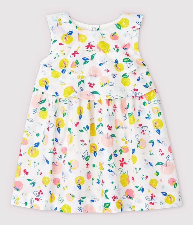Baby Girls' Short-Sleeved Poplin Dress white/multicolor