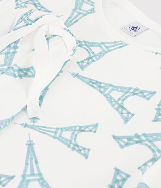 Women's short Eiffel Tower print cotton pyjamas MARSHMALLOW white/MULTICO white