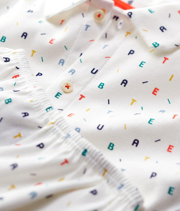 Boys' Multicoloured Letter Print Organic Cotton Pyjamas white/multicolor