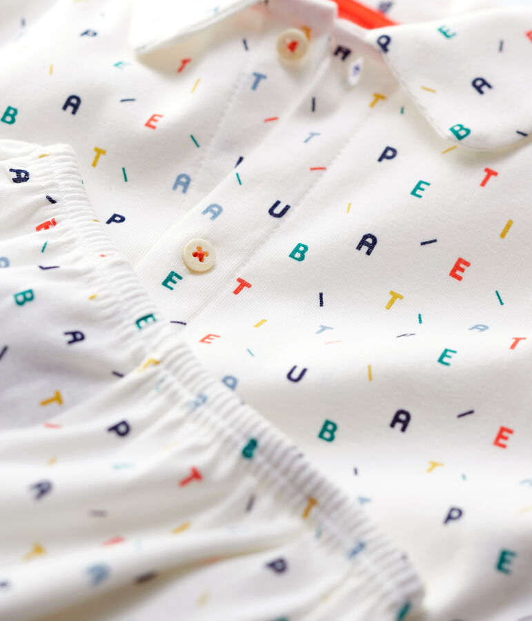 Boys' Multicoloured Letter Print Organic Cotton Pyjamas white/multicolor