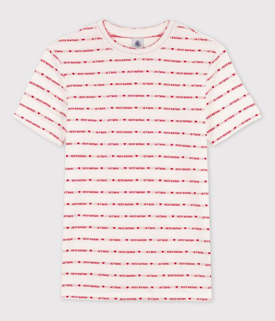 Women's Iconic Organic Cotton Round Neck T-Shirt MARSHMALLOW white/TERKUIT red