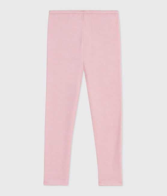 Children's plain wool and cotton leggings JOLI pink
