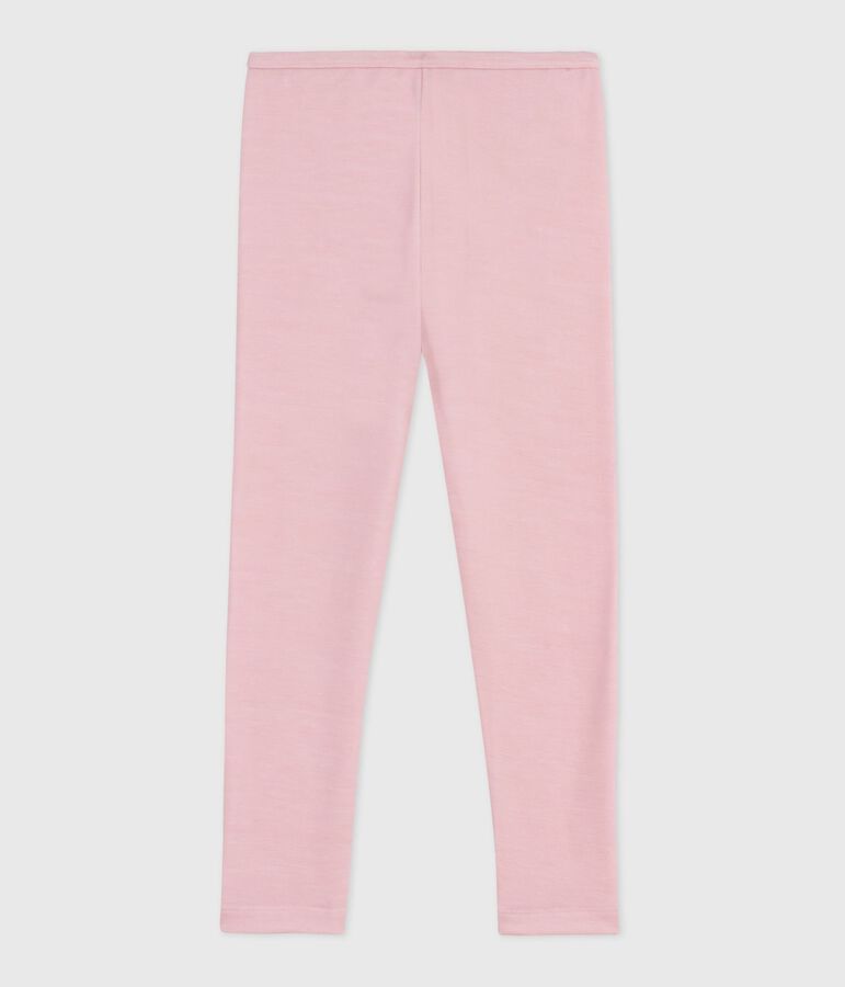Children's plain wool and cotton leggings pink