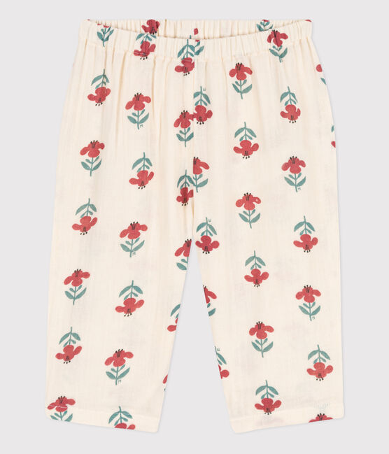 Babies' Patterned Cotton Gauze Trousers AVALANCHE white/MULTICO