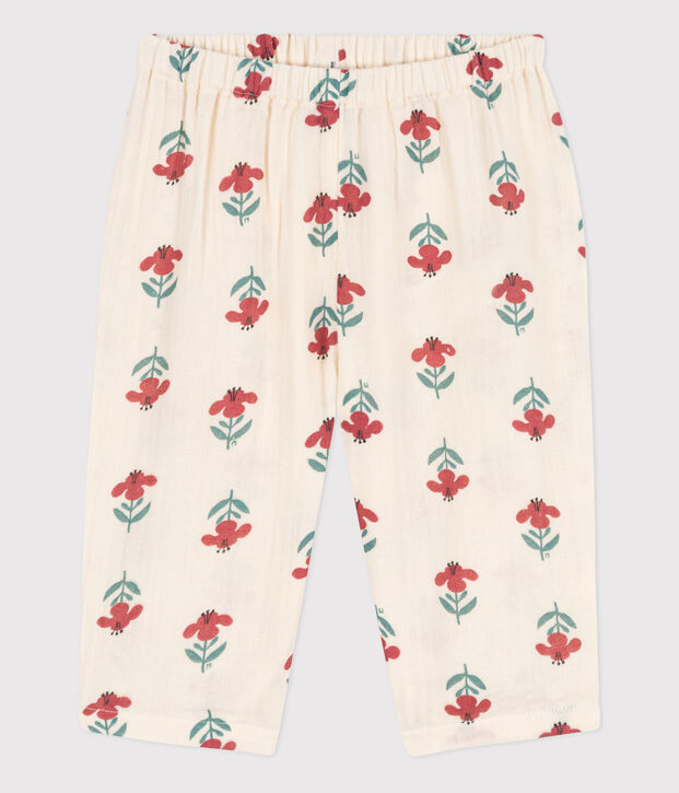 Babies' Patterned Cotton Gauze Trousers Ecru/multicolor