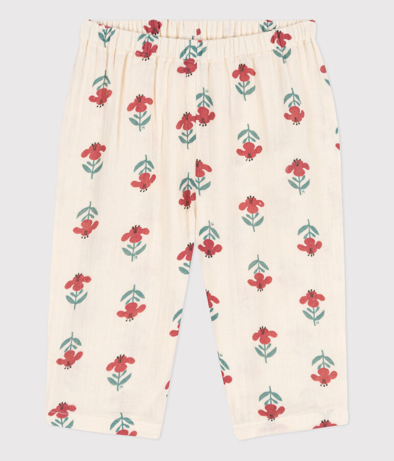 Babies' Patterned Cotton Gauze Trousers Ecru/multicolor