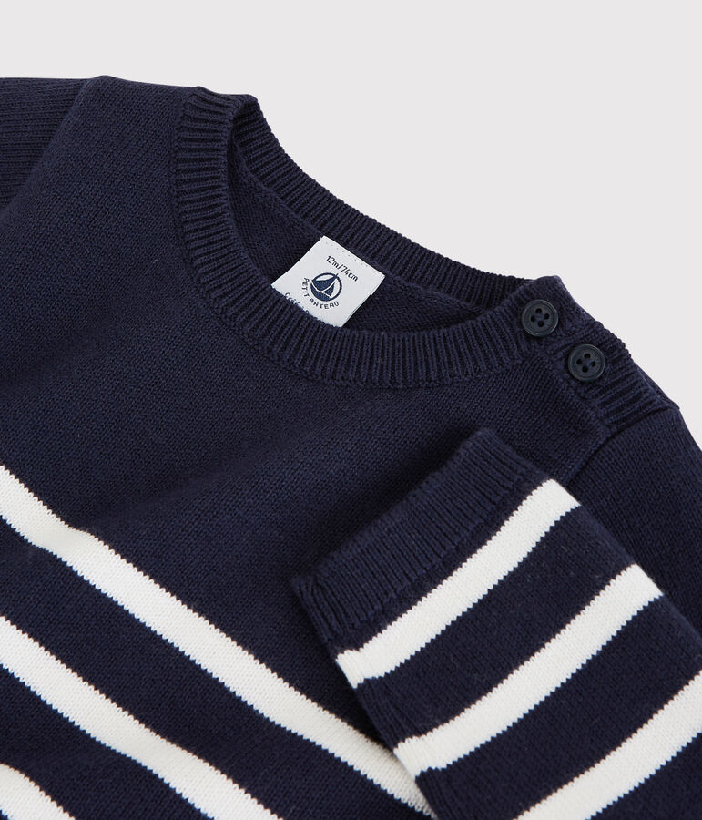 Babies' Wool/Cotton Dress blue/white