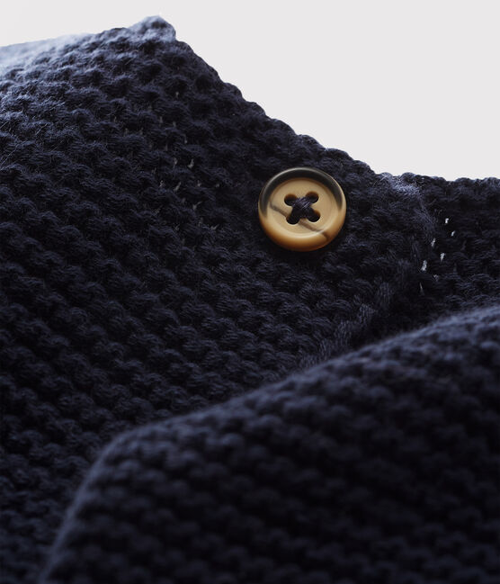 Babies' Organic Cotton Knitted Cardigan SMOKING blue