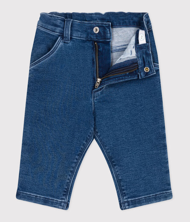 Babies' trousers in denim with elastane blue
