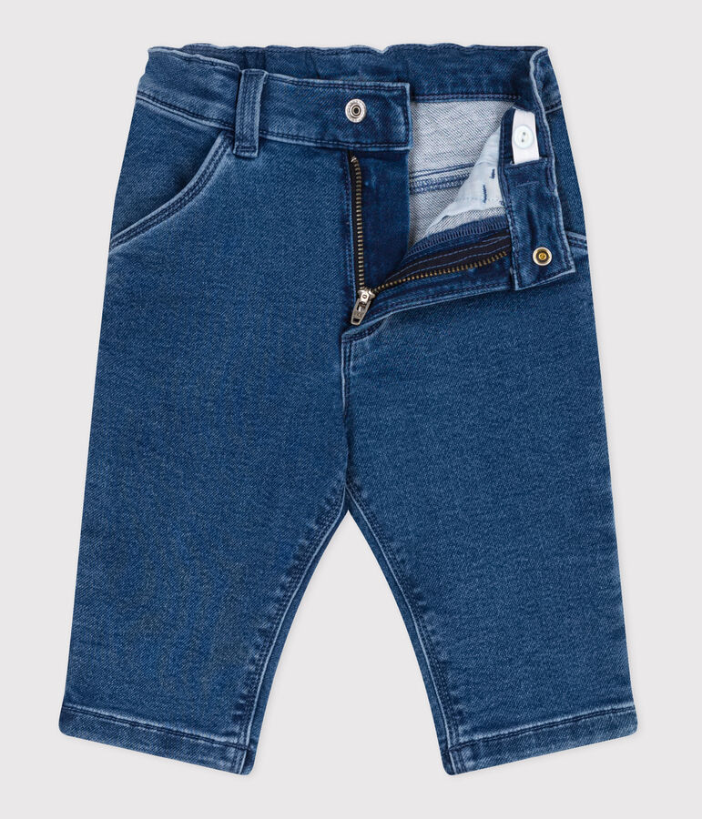 Babies' trousers in denim with elastane blue