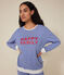 Women's stripy cotton pyjamas CALVIN blue/MARSHMALLOW