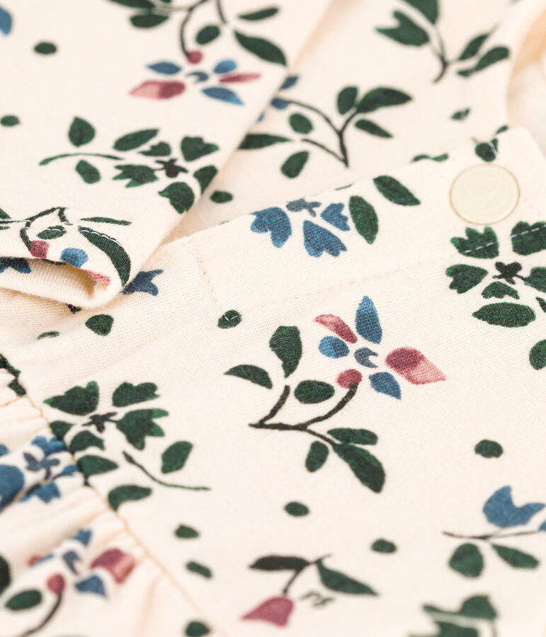 Babies' Long-Sleeved Floral Quilted Tube Knit Dress Ecru/multicolor