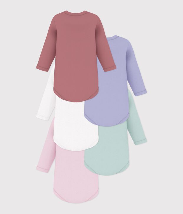 Pack of plain cotton long-sleeved bodies for babies multicolor