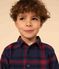 Boys' checked cotton flannel shirt SMOKING blue/MULTICO white