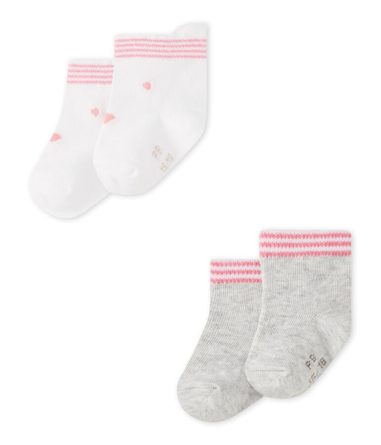 Set of 2 pairs of unisex baby's socks white