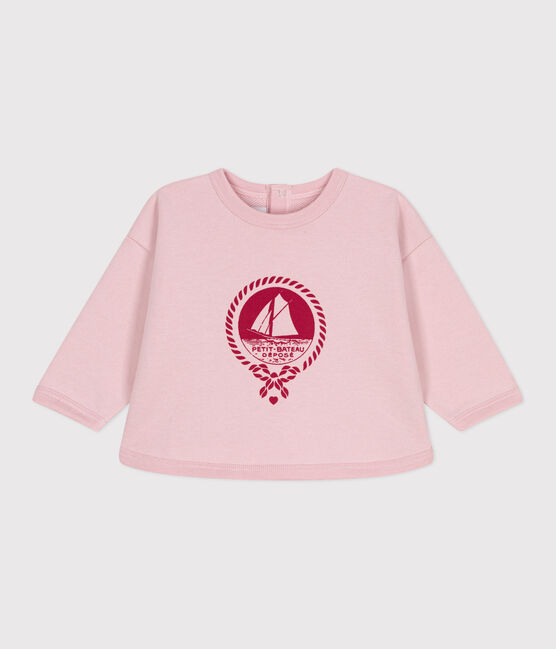 Babies' Petit Bateau vintage motif cotton sweatshirt JOLI pink
