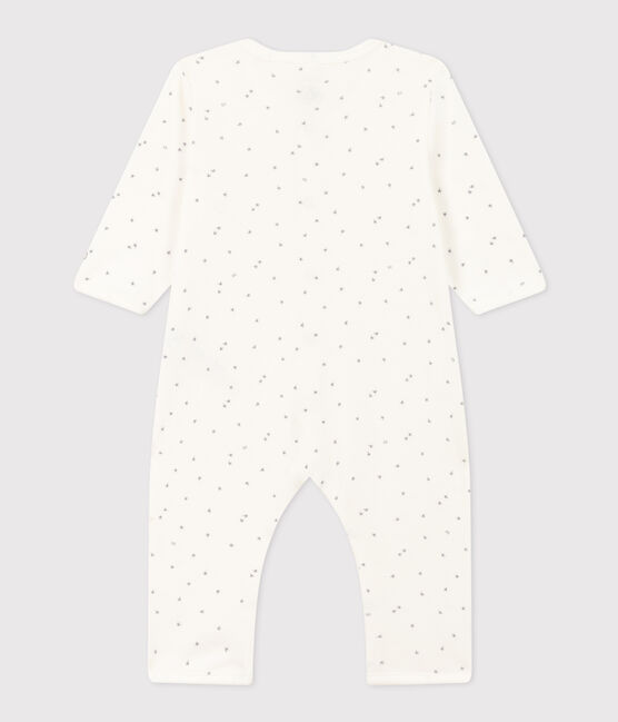 Babies' Starry Footless Cotton Pyjamas MARSHMALLOW white/MISTIGRI white