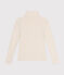 Women's iconic roll neck T-shirt in decorative rib knit MONTELIMAR CHINE beige