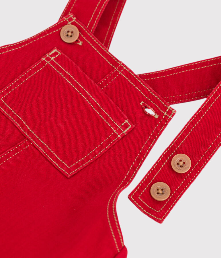 Babies' Long Denim Dungarees red