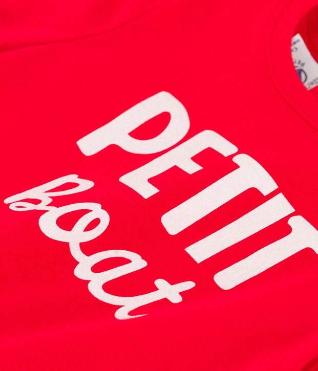 Babies' Short-Sleeved Cotton T-Shirt With Motif red