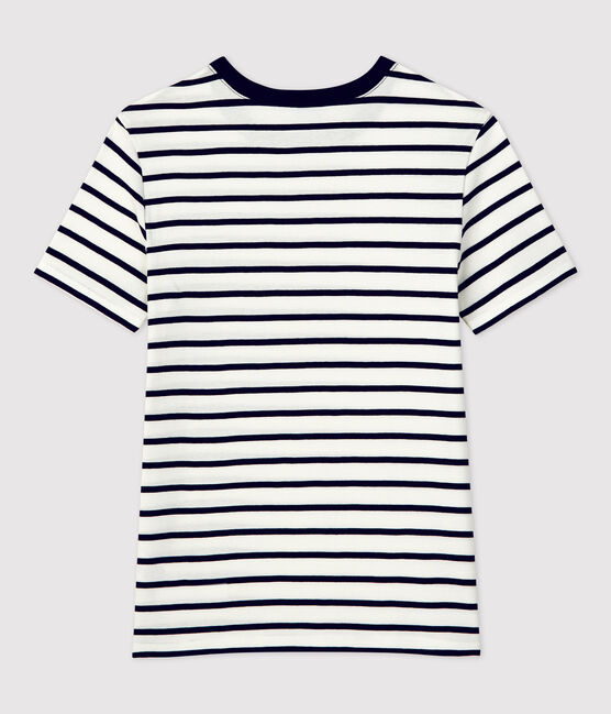 Women's Iconic Cotton Round Neck T-Shirt MARSHMALLOW white/SMOKING blue