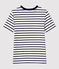 Women's Iconic Cotton Round Neck T-Shirt MARSHMALLOW white/SMOKING blue