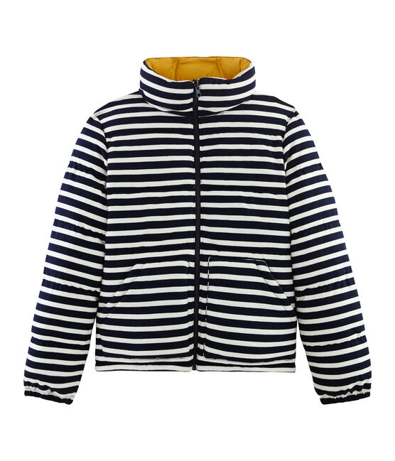 Reversible down jacket COQUILLE beige/SMOKING blue/MULTICO
